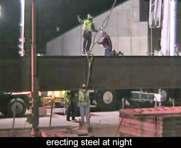 steel erection takes place at night when traffic is minimum